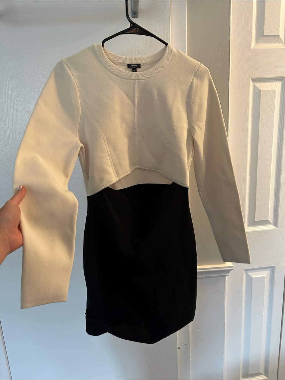 Express Off-White Ribbed Formal Dress - Picture 3 of 6